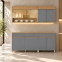 Ver imagem 1 de Cozinha Modulada Realeza Premium 4 Peças com 7 Portas, 3 Gavetas e Vidro Reflecta Titânio - Nesher