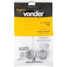 Porca Sextavada de 5/8'' Rosca Unc Cartela C/ 2 Peças Vonder - 2