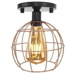 Lustre Teto Plafon + Lâmpada Led Industrial Aramado Globo Cobre Rose Gold Retrô Luminária Preto - 4 Lustre Teto Plafon + Lâmpada Led Industrial Aramado Globo Cobre Rose Gold Retrô Luminária Preto - 4
