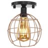 Lustre Teto Plafon + Lâmpada Led Industrial Aramado Globo Cobre Rose Gold Retrô Luminária Preto - 4