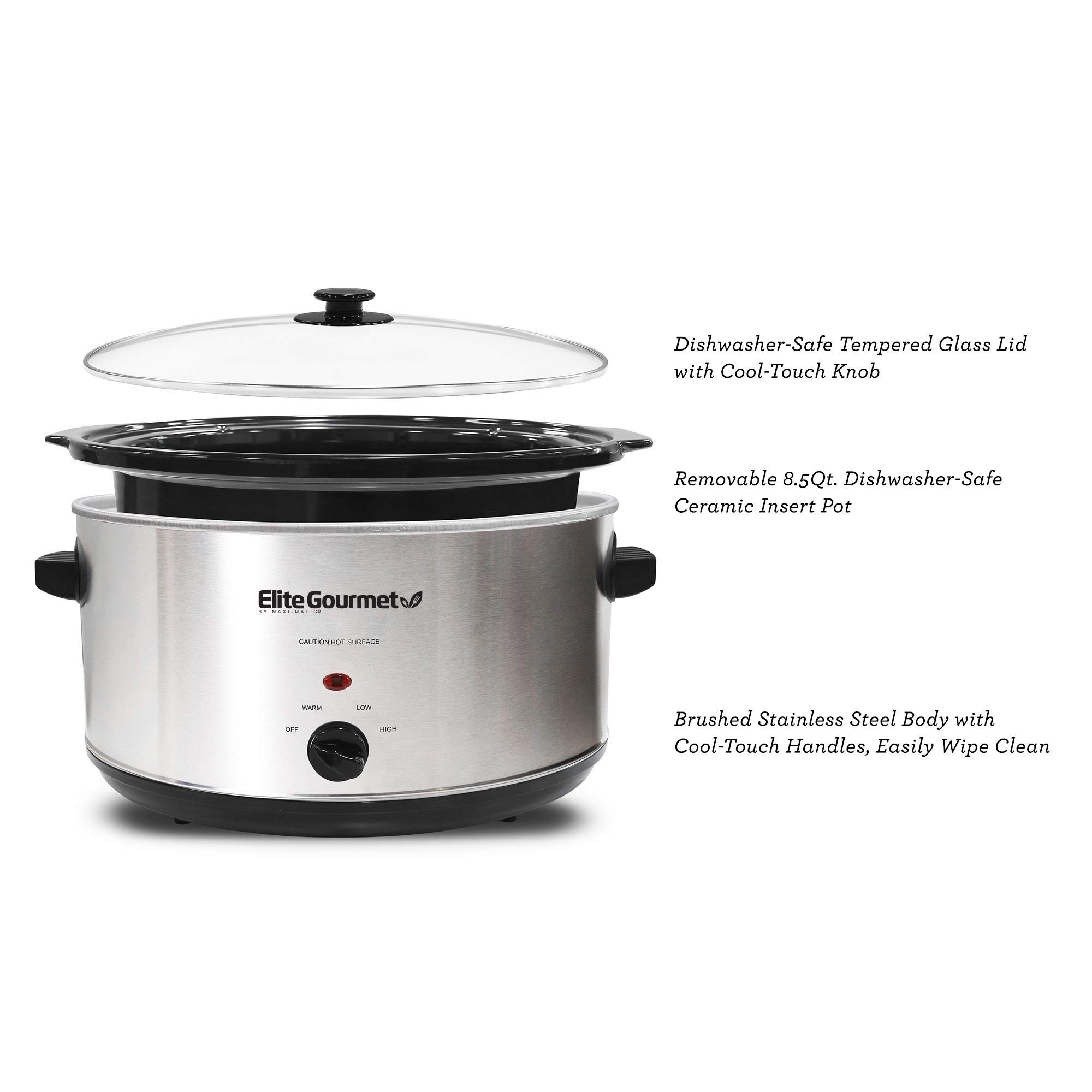 Elite Gourmet Mst-900v Slow Cooker Elétrico Aço Inox 8,5l - 2