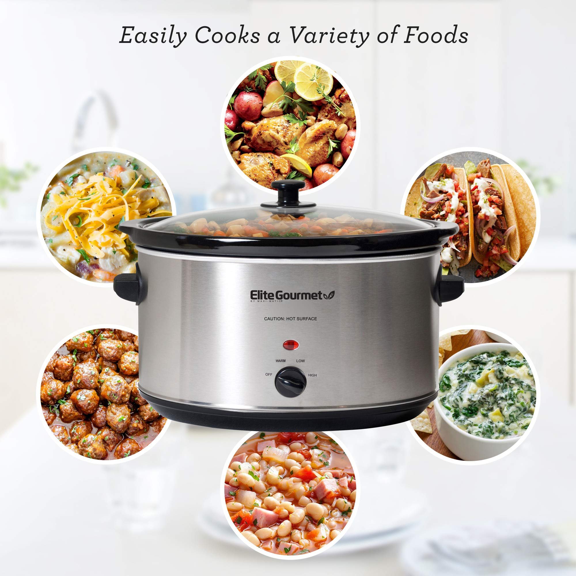 Elite Gourmet Mst-900v Slow Cooker Elétrico Aço Inox 8,5l - 3