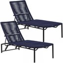 Ver imagem 1 de 2 Espreguiçadeira Corda Náutica Alumínio com Regulagem Trama Azul