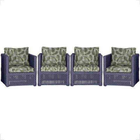 4 Poltronas Madri Alumínio Corda Náutica Estofado 5 Trama Original