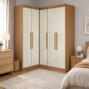 Ver imagem 1 de Guarda-Roupa Modulado de Canto 5 Portas Paris Off White/Cinamomo
