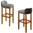 Ver imagem 5 de Banqueta Ônix Resistente até 120kg – Madeira Eucalipto e Tecido Linho Preto