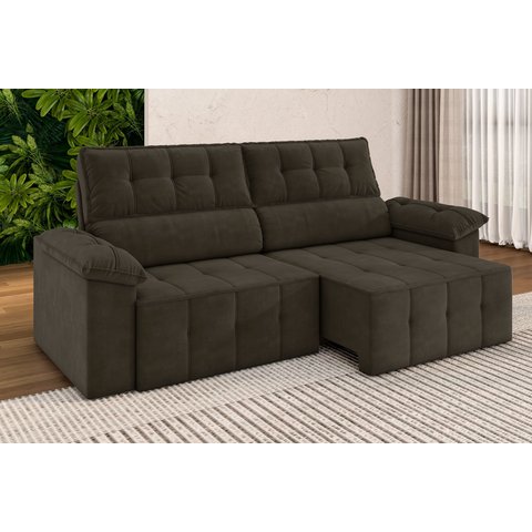Sofá Reclinável 3 Lugares 220cm Santorini Marrom