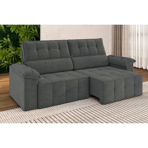 Sofá Reclinável 3 Lugares 220cm Santorini Cinza Titânio