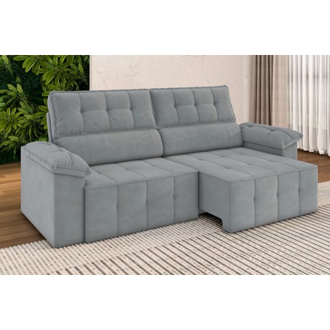 Sofá Reclinável 3 Lugares 220cm Santorini Cinza Chumbo
