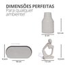 Kit 3pçs Decoração Estátua Pensadora Garrafa Tubo Listrada e Bandeja - Cinza - 2