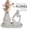 Kit 3pçs Decoração Estátua Pensadora Garrafa Tubo Listrada e Bandeja - Cinza - 4
