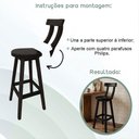 Ver imagem 5 de Kit 8 Banquetas Altas Girafa Assento Giratório Encosto Reforçado Preto Mega Madeira