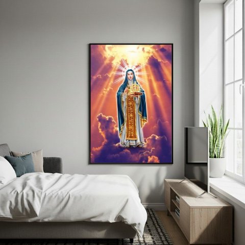 Quadro Decorativo Santa Edwiges - 70x50cm:moldura Preta