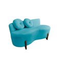 Ver imagem 2 de Namoradeira Sofá Feijão Lounge 120cm Orgânica Veludo Azul Turquesa