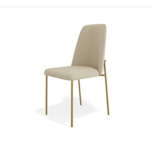 Kit 4 Cadeiras Estofadas Lucy Aço Dourado Linho Bege