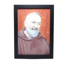 Ver imagem 2 de Quadro São Padre Pio Moldura Preta Simples