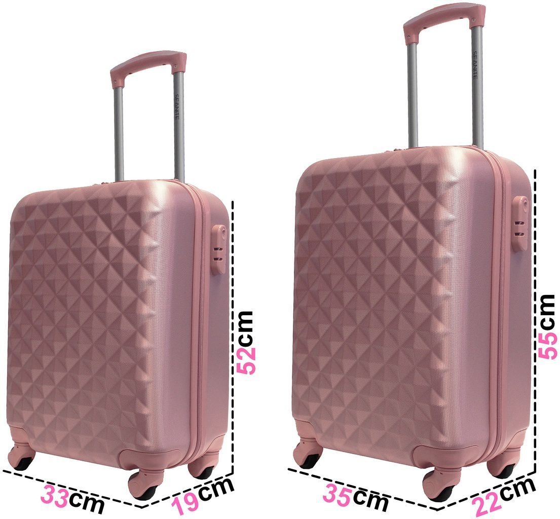 Kit Conjunto 2 Malas de Bordo Viagem Frasqueira Rosê Feminina Abs Rígida 4 Rodinhas 360° Cadeado - T - 2
