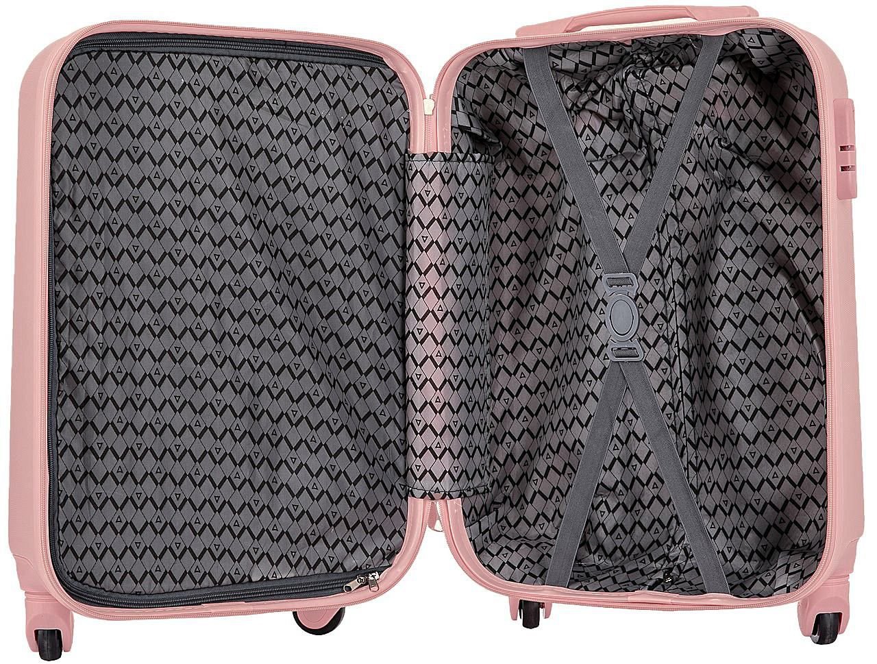 Kit Conjunto 2 Malas de Bordo Viagem Frasqueira Rosê Feminina Abs Rígida 4 Rodinhas 360° Cadeado - T - 3