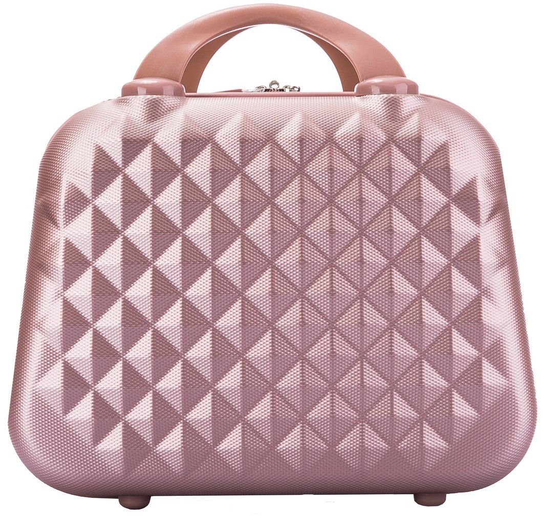 Kit Conjunto 2 Malas de Bordo Viagem Frasqueira Rosê Feminina Abs Rígida 4 Rodinhas 360° Cadeado - T - 4