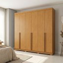Ver imagem 1 de Guarda-Roupa Casal 6 Portas 3 Gavetas 100% MDF Florença Marrom/Cerejeira