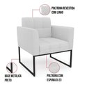 Ver imagem 7 de Poltrona Elisa Linho Cinza A05 Base Metálica Industrial Preto - D'Rossi