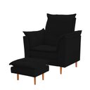 Ver imagem 2 de Poltrona de Amamentação e Puff Ariel Suede Preto Pés Palito Tana Decor