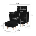 Ver imagem 4 de Poltrona de Amamentação e Puff Ariel Suede Preto Pés Palito Tana Decor