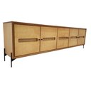 Ver imagem 1 de Balcão Buffet Paraty 273 Cm 5 Portas Laminado Pés Metal e Palhinha