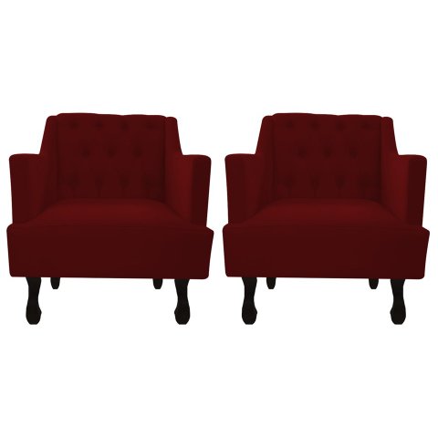 Kit 2 Poltronas Decorativa Julia Suede Marsala Pés Madeira Ms Decor