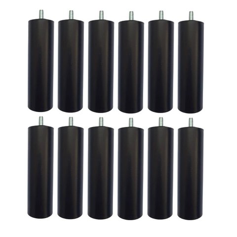 Kit 12 Pés Cama Box Solteiro ou Bipartida Tubo 13 Cm Cor:preto