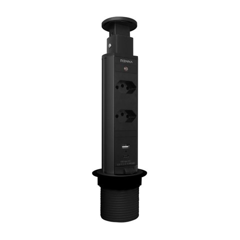 Torre de Tomada com 2 Tomadas + 2 Usb (tipo A+c) Retrátil Renna