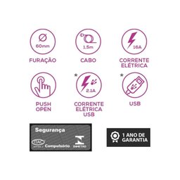 Torre de Tomada com 2 Tomadas + 2 Usb (tipo A+c) Retrátil Renna - 5