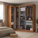 Ver mais imagens de Guarda-Roupa de Canto Modulado 7 Portas Paris Off White/Cinamomo