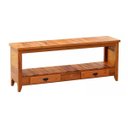 Ver imagem 2 de Rack Aparador Ripado 1,5m ? com 2 Gavetas, em Madeira Maciça, Envernizado