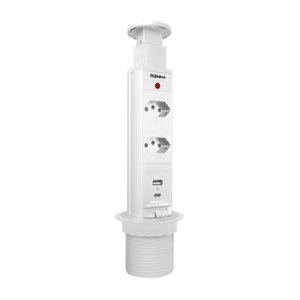 Torre de Tomada com 2 Tomadas + 2 Usb (tipo A+c) Retrátil Renna