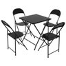 Conjunto de Mesa de Ferro Dobrável com 4 Cadeiras para Restaurante - Preto - 1