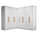 Ver imagem 2 de Guarda-Roupa Modulado de Canto 9 Portas e 4 Gavetas Paris Branco