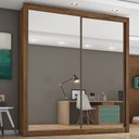 Ver imagem 2 de Guarda Roupa Solteiro Espelhado 2 Portas 4 Gavetas - Zurique-braúna - Móveis Europa
