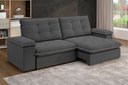 Ver imagem 1 de Sofá Retrátil e Reclinável Slim 250cm 4 Lugares Fofao Premium Cinza Titânio