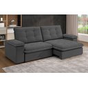 Ver imagem 1 de Sofá Retrátil e Reclinável Slim 250cm 4 Lugares Fofao Premium Cinza Titânio