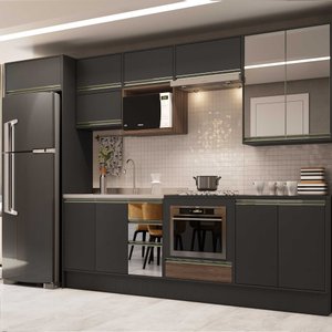 Cozinha Modulada Atena 100%MDF 13 Peças Grafite - Arte cas