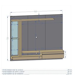 Painel para Tv até 55 Polegadas Led Prateleira de Vidro Denver - 5