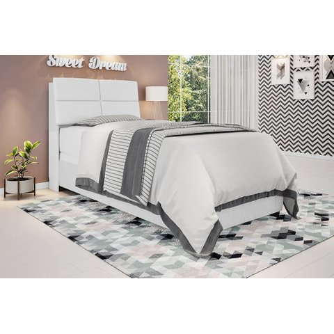 Cabeceira box Solteiro 0,88 Isis Branco com Painel Class Branco - Framar Móveis