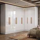 Ver imagem 1 de Guarda-Roupa Modulado de Canto 9 Portas e 2 Gavetas Paris Branco