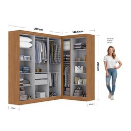Guarda-roupa Modulado de Canto 9 Portas e 2 Gavetas Paris - 3
