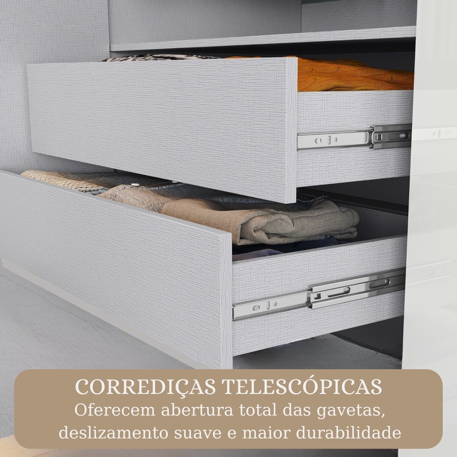 Guarda-Roupa Modulado de Canto 9 Portas e 2 Gavetas Paris Off