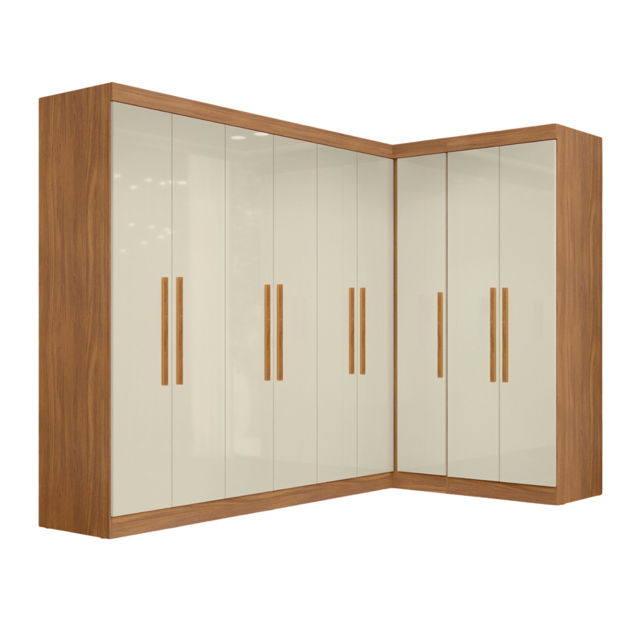 Guarda-Roupa Modulado de Canto 9 Portas e 2 Gavetas Paris Off