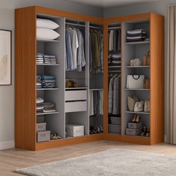 Guarda-roupa Modulado de Canto 9 Portas e 2 Gavetas Paris - 9