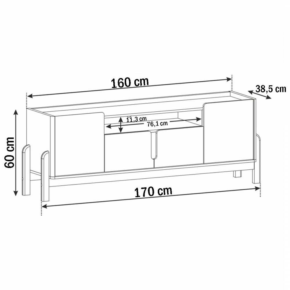 Rack para TV Até 60 Polegadas Lizz 4 Portas Cinza Perola/Cedro 011080 - Casa D - 3