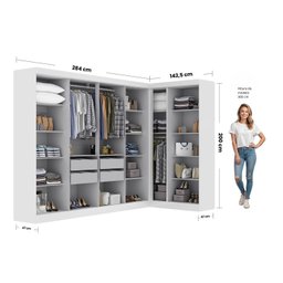 Guarda-roupa Modulado de Canto 11 Portas e 4 Gavetas Paris - 4